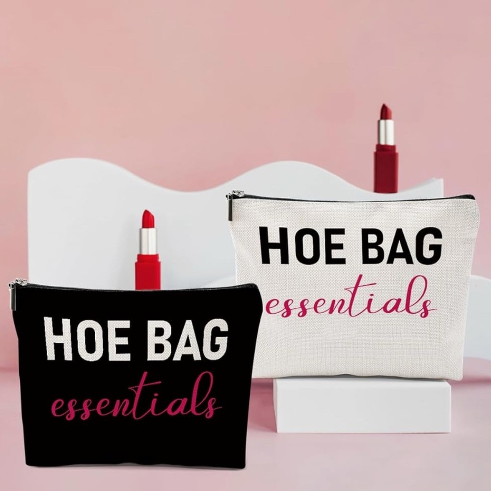 Black or White “H*e Bag Essentials” Cosmetic Bag